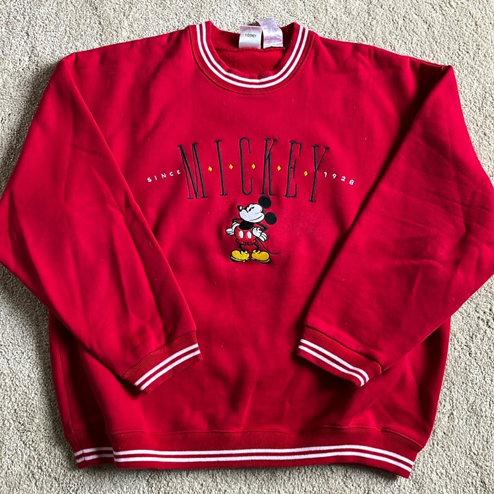 Vintage Disney Store Mickey Mouse red crewneck sweatshirt size Large